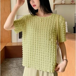 SHEIN lime green textured top